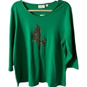 The Quacker Factory Top, Popover, NWT, Embellishment, Cardinal, Sz XL, novelty